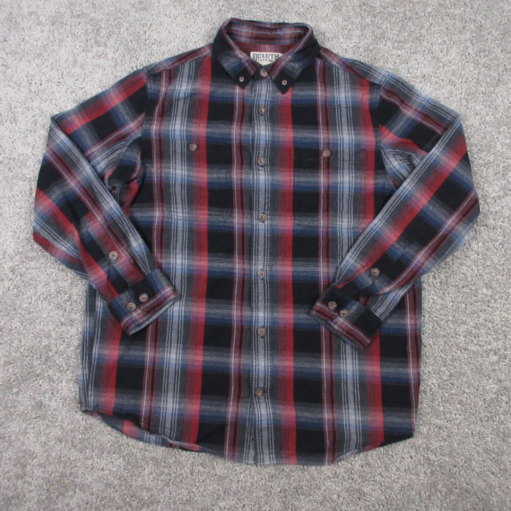 Duluth Shirt Mens Large Black Free Swingin Flannel Button Up‎ Collared Outdoors